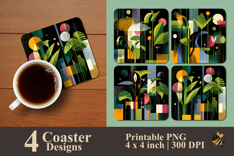 Pop Art Deco Jungle Coaster Sublimation Design