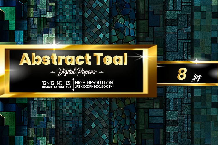 Abstract Teal Digital Papers Bundle example image 1