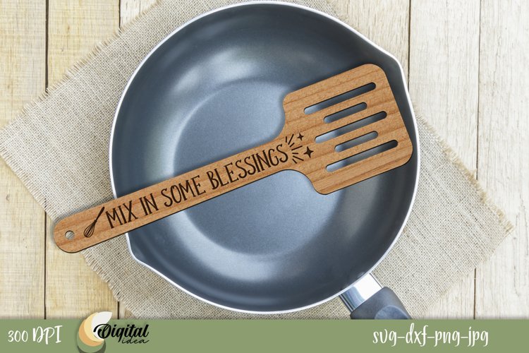 3D Engraved Wooden Spatulas. Kitchen Laser Cut Design. SVG. example image 1