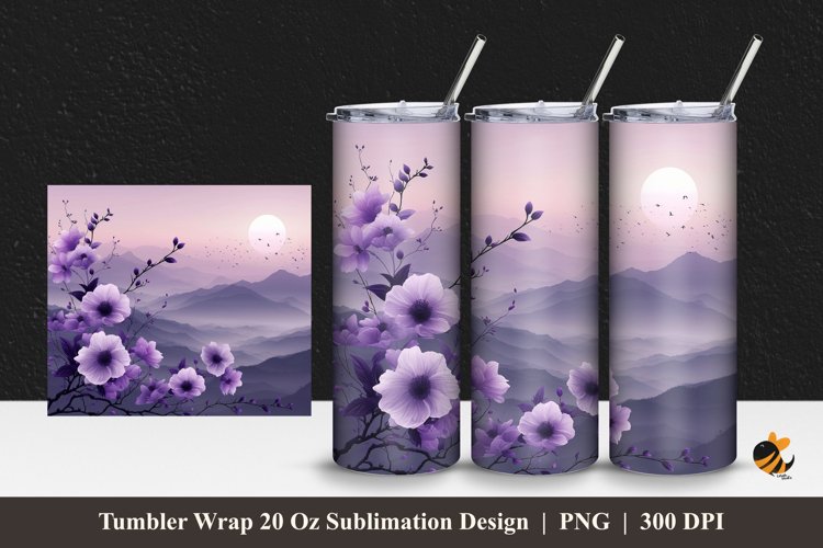 Mountain Garden Tumbler Wrap Sublimation Design 1