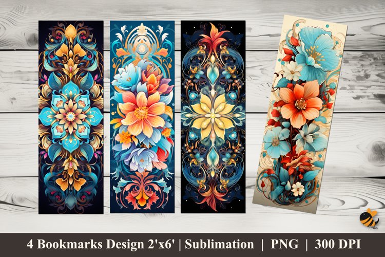 Elegant Luxurious Flowers Bookmarks Sublimation Design