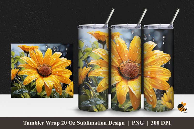 Sunflower Charm Tumbler Wrap Sublimation Design 1 example image 1