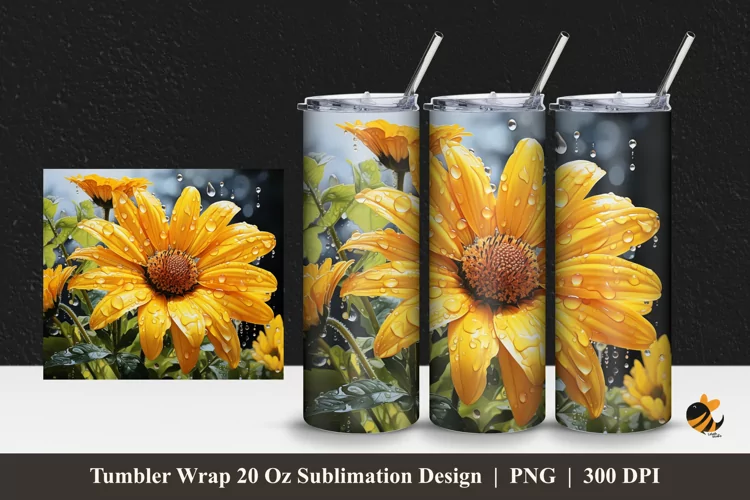 Sunflower Charm Tumbler Wrap Sublimation Design 1