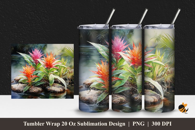 Aquatic Plants Tumbler Wrap Sublimation Design 1 example image 1