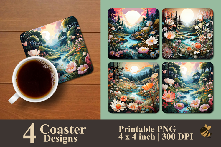 Floral Wonderland Escape Coaster Sublimation Design
