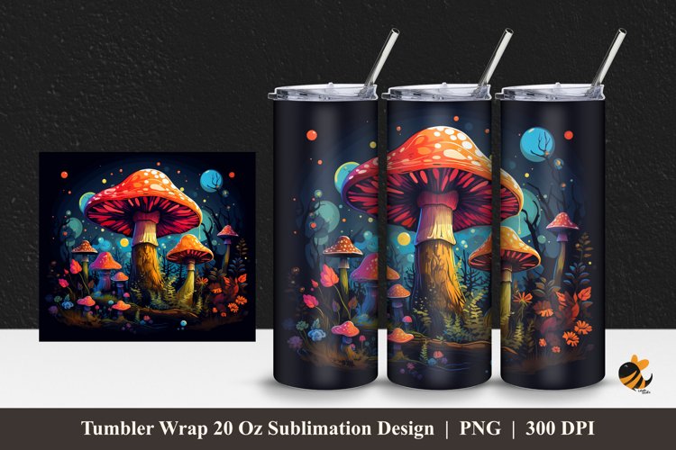 Mushroom Tumbler Wrap Sublimation Design 1