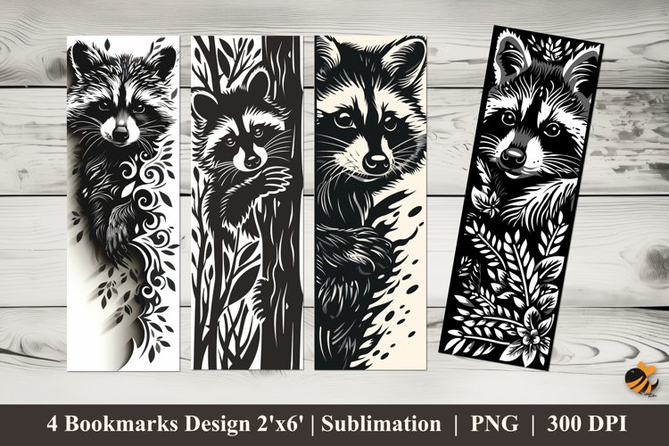 Raccoon Bookmarks Sublimation Design example image 1