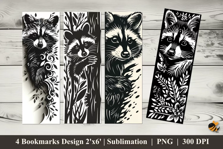 Raccoon Bookmarks Sublimation Design