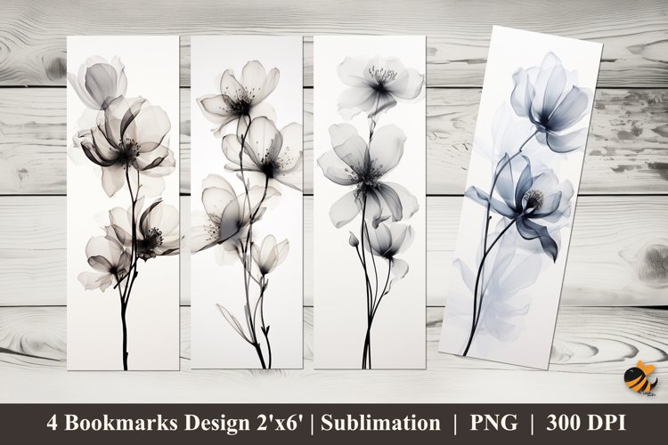 Abstract Shadow Flowers Bookmarks Sublimation Design example image 1