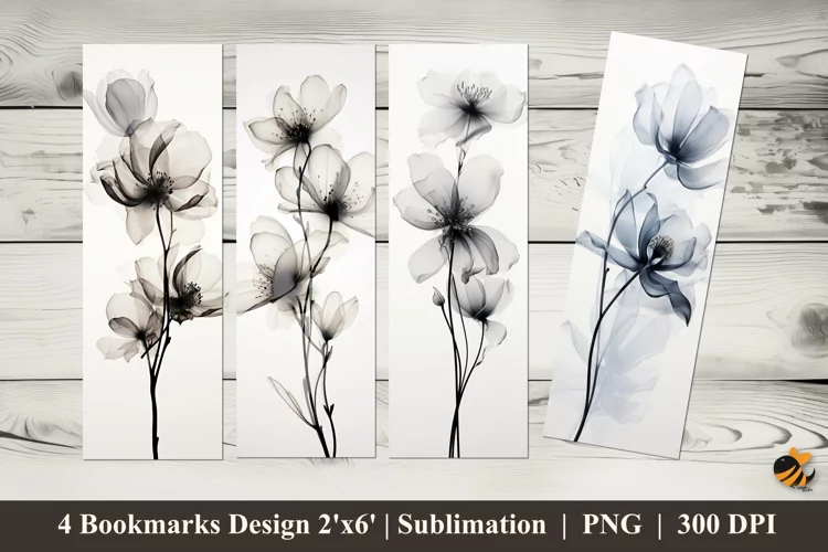 Abstract Shadow Flowers Bookmarks Sublimation Design