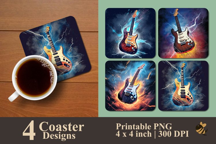 Electric Bass Coaster Sublimation Designs example image 1