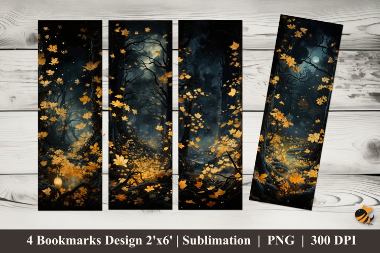 Autumn Leaves Bookmarks Sublimation Design example image 1
