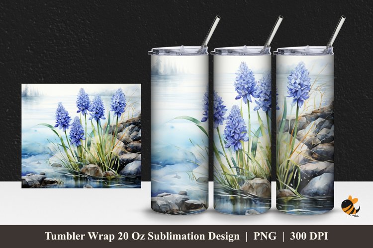 Blue Hyacinth Tumbler Wrap Sublimation Design 1 example image 1