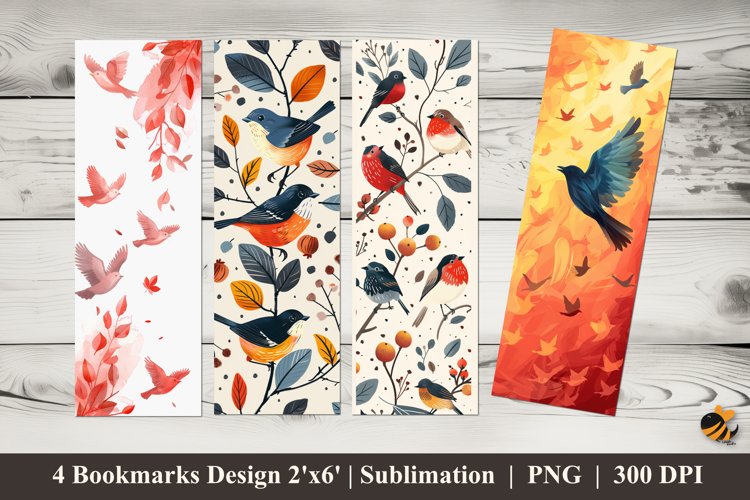 Nordic Bird Bookmarks Sublimation Design