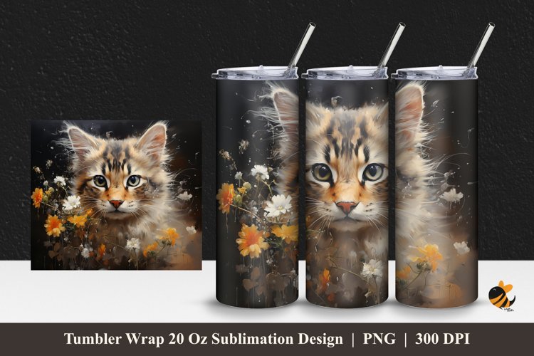 Cat Abstract Tumbler Wrap Sublimation Design 1