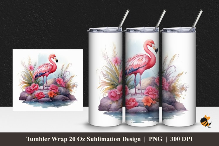 Stork Flowers Tumbler Wrap Sublimation Design 1
