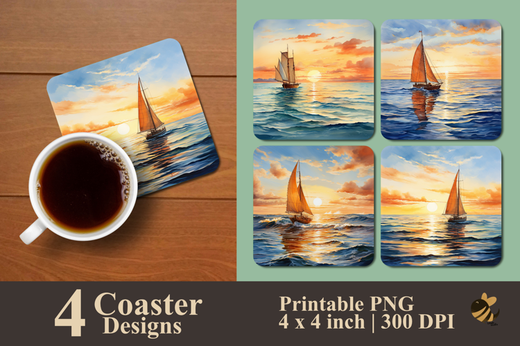 Sailing On The Sea Coaster Sublimation Design