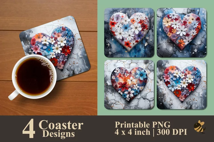 Daisy Love Coaster Sublimation Designs