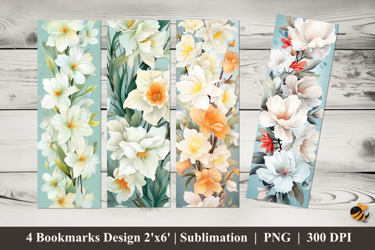 Combination Flowers Bookmarks Sublimation Design example image 1