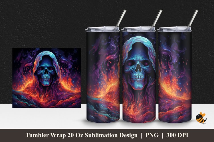 Fire Ghost Tumbler Wrap Sublimation Design 1