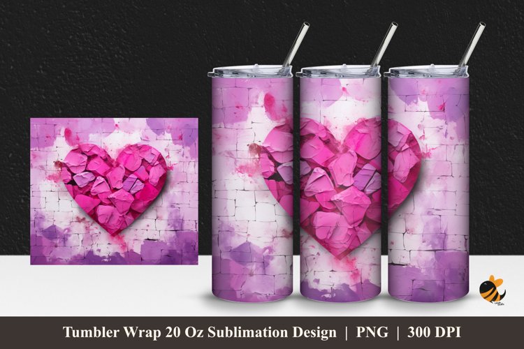 Lovable Heart Tumbler Wrap Sublimation Design 1