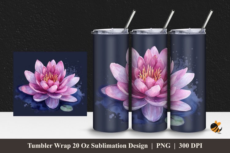 Water Lilies Tumbler Wrap Sublimation Design 1