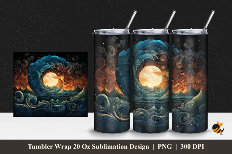 Dreamy Night Tumbler Wrap Sublimation Design 1
