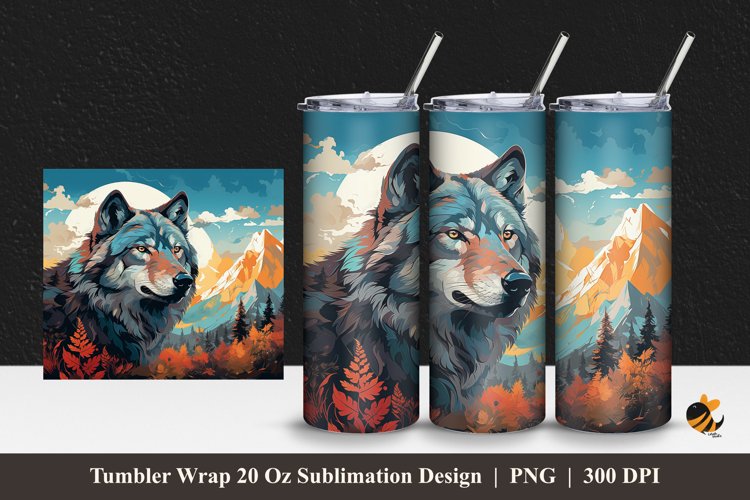 Wolf Abstract Tumbler Wrap Sublimation Design 1