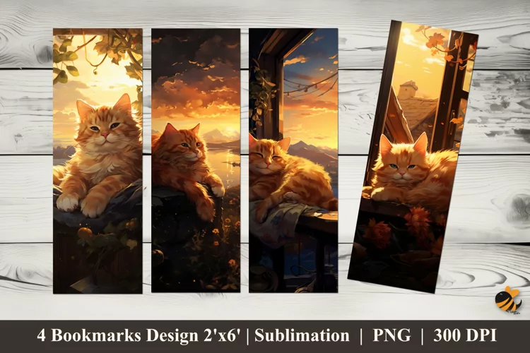 Dreamy Cat Bookmarks Sublimation Design