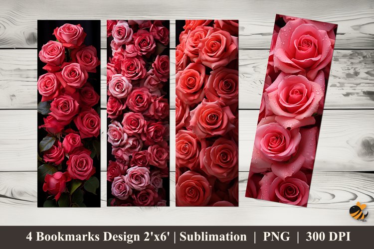 Delicate Rose Bookmarks Sublimation Design