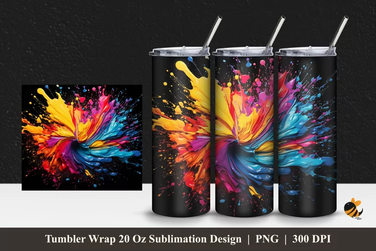 Splash Colorful Tumbler Wrap Sublimation Design 1