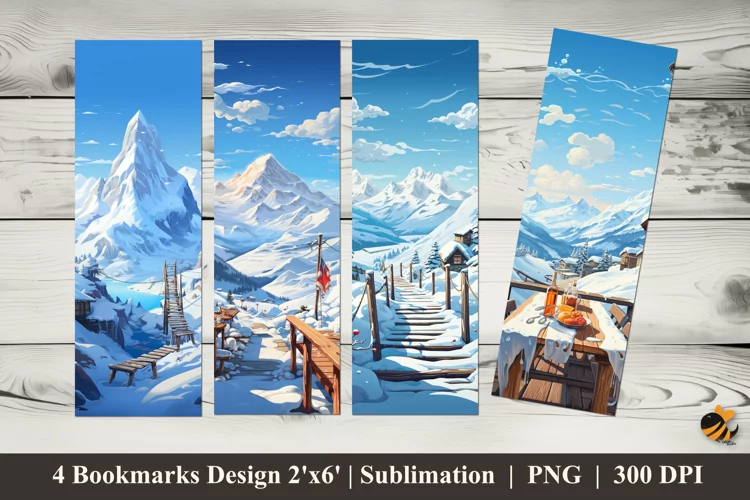 Snow Mountain Peak Bookmarks Sublimation Design