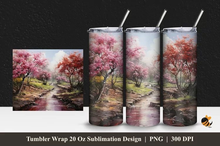 Nature's Bloom Tumbler Wrap Sublimation Design 1