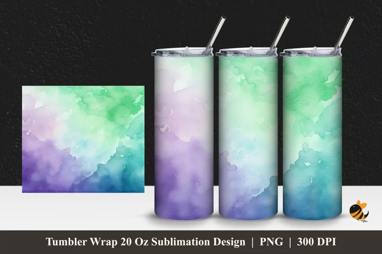 Watercolor Calm Tumbler Wrap Sublimation Design 1