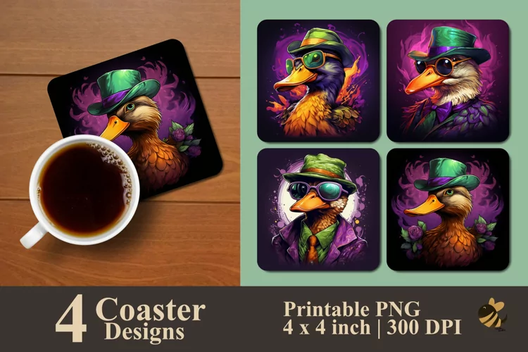 Duck Style Coaster Sublimation Designs
