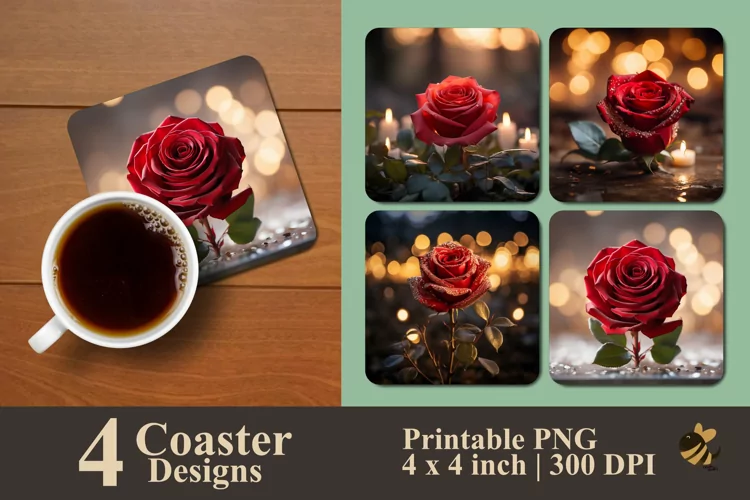 A Rose Coaster Sublimation Designs