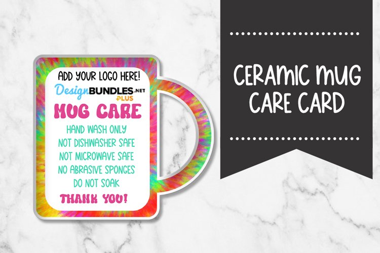 Coffee/Tea Mug Care Card |Tie Dye example image 1