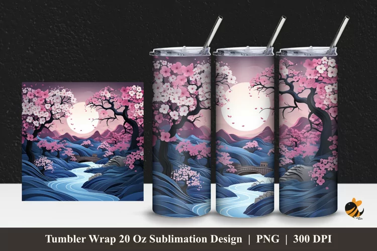 Lovely Panoramic Tumbler Wrap Sublimation Design 1