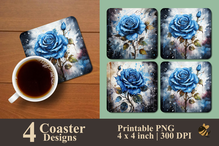 Sapphire Rose Coaster Sublimation Design