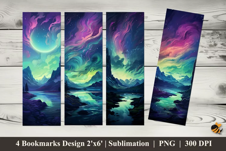 Fantasy Mountain Bookmarks Sublimation Design