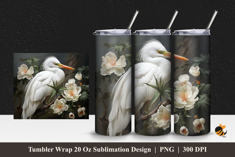Ardeola Bird Tumbler Wrap Sublimation Design 1 example image 1