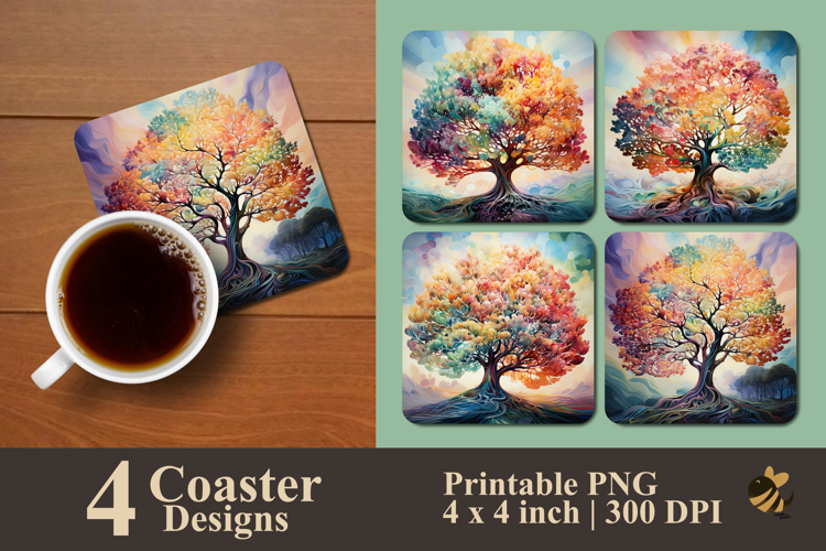 Fantasy Tree Radiance Coaster Sublimation Design