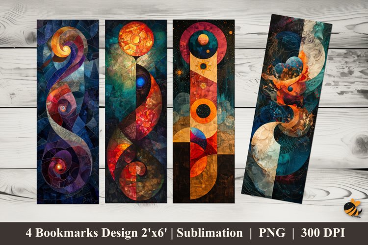 Real Abstract Bookmarks Sublimation Design example image 1
