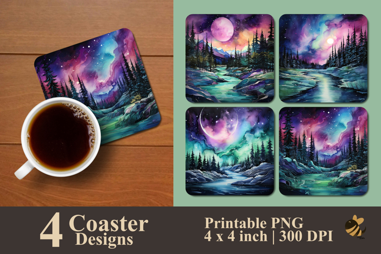 Northern Light Symphony Flowing Coaster Sublimation Design