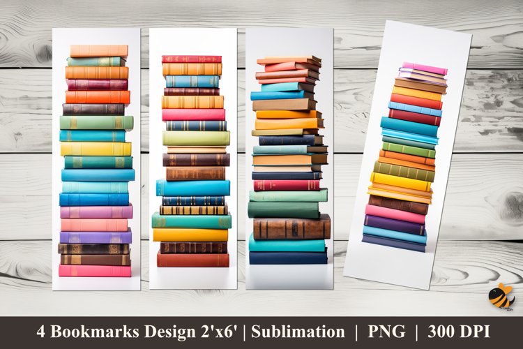 Colorful Books Bookmarks Sublimation Design example image 1