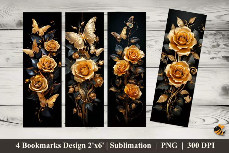 Rose Gold Bookmarks Sublimation Design