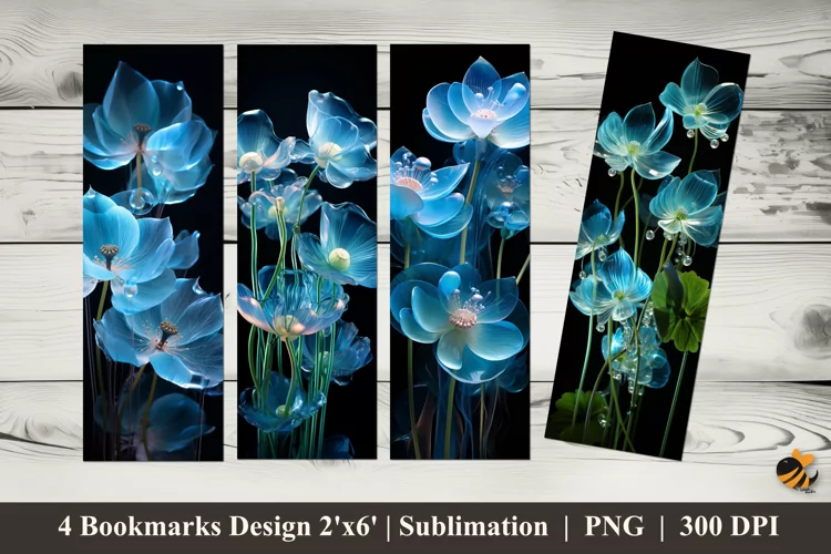 Neon Flowers Bookmarks Sublimation Design