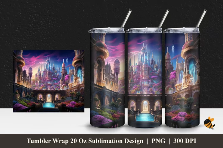 Royal Palace Tumbler Wrap Sublimation Design 1
