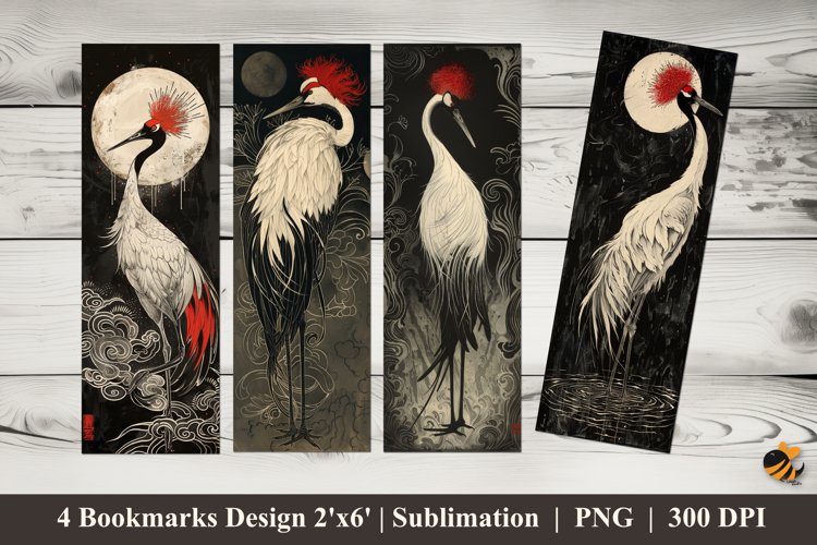 Night Heron Bookmarks Sublimation Design example image 1