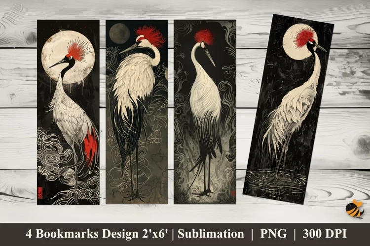Night Heron Bookmarks Sublimation Design